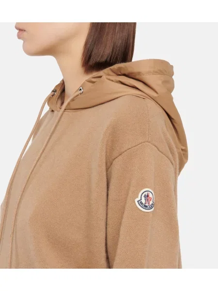 Hanorac cu glugă Moncler de lână maro