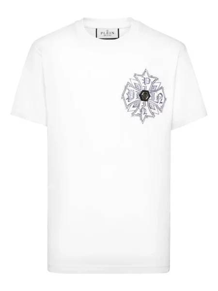 Tricou Philipp Plein cu aplicații alb