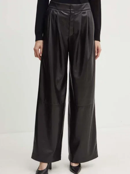 BOSS pantaloni femei lat high waist negru