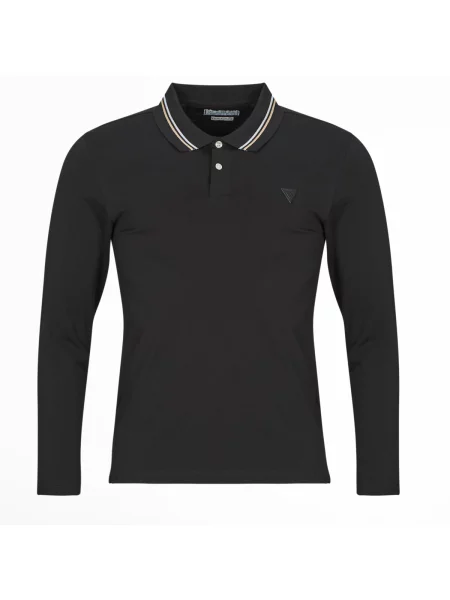 Polo majica Guess z dolgimi rokavi črna