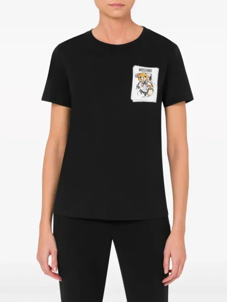 Raštuotas meškiukas marškinėliai Moschino juoda