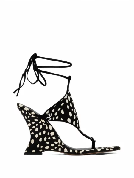 Sandale Naked Wolfe cu pană cu imagine cu imprimeu animal print negru