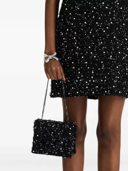 Φλοράλ clutch Oscar De La Renta με παγιέτες μαύρο