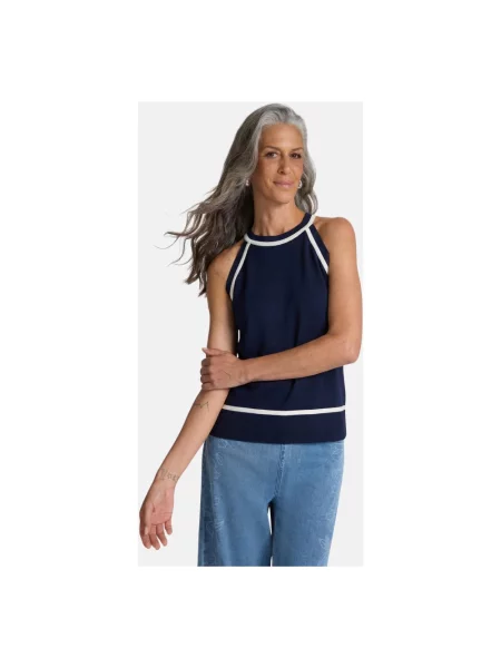 Lniany top Elena Miro' niebieski