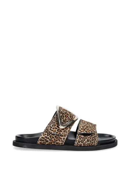 Sandale Inuikii cu imagine cu model leopard cu cataramă maro