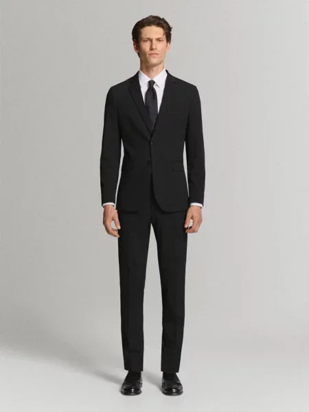 Marynarka garniturowa París super slim fit Mężczyzna 52 MANGO MAN czarny