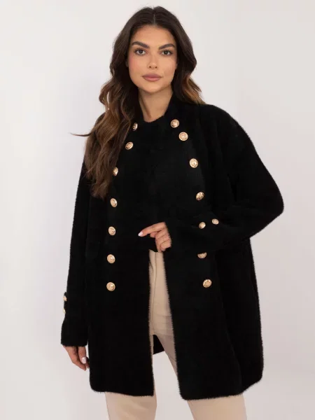 Palton Fashionhunters din lână alpaca negru