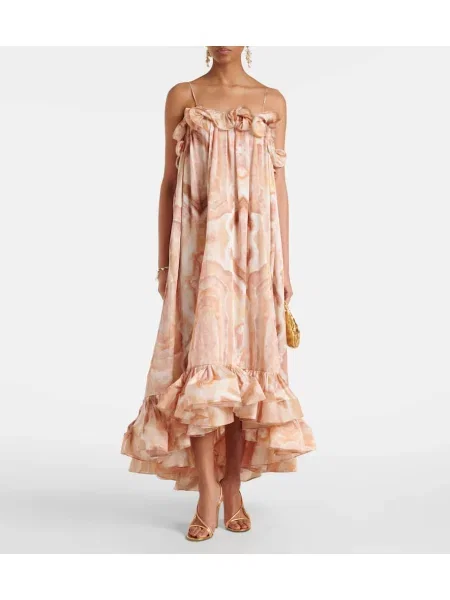 Rochie maxi Zimmermann de mătase cu imagine de costum