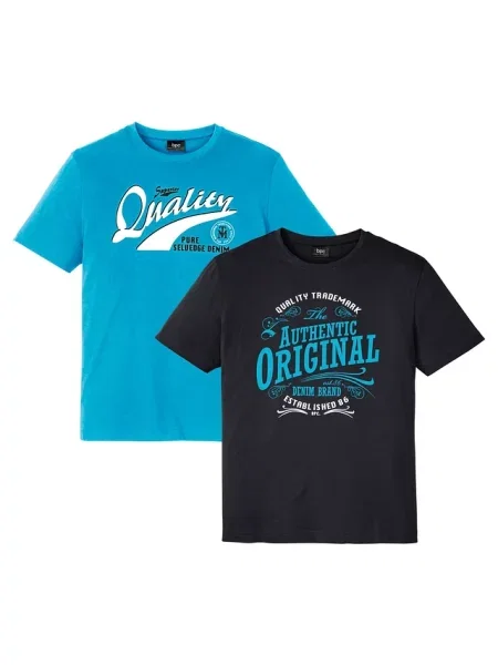 T-shirt z czystej bawełny organicznej 2 szt. czarna