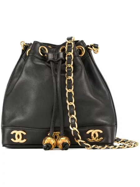 Stahovací šňůrka náhrdelník Chanel Pre-owned s autogramem černý