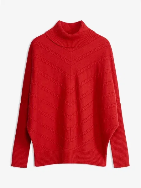 Sweter z golfem czerwony