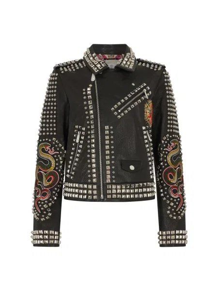 Kurtka skórzana Philipp Plein czarna