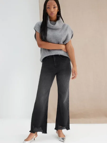 Blugi cu picior larg Trendyol negru
