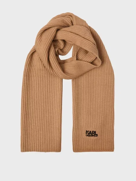 Шерстяной шарф Karl Lagerfeld бежевый