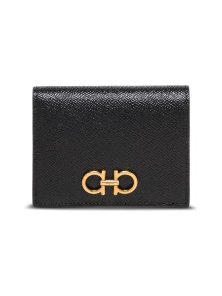 Portfel Salvatore Ferragamo skórzany z logo czarny
