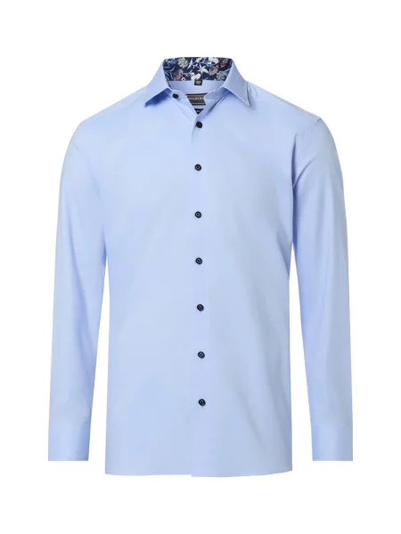 Finshley & Harding Koszula Mężczyźni Modern Fit wypukły wzór tkaniny 38 niebieski