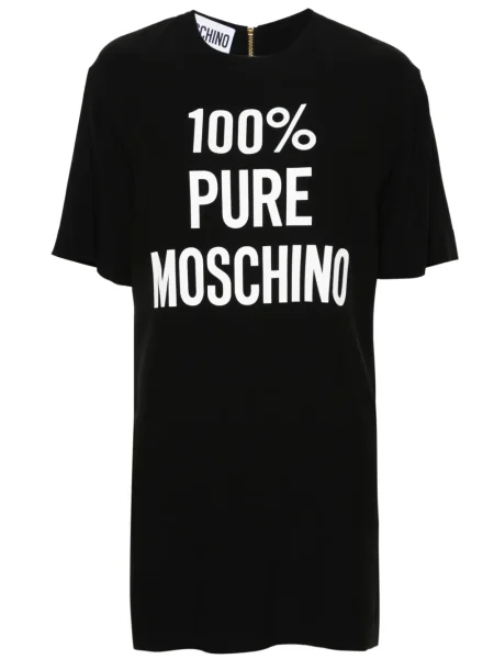 Rochie mini Moschino din satin cu imagine de costum negru