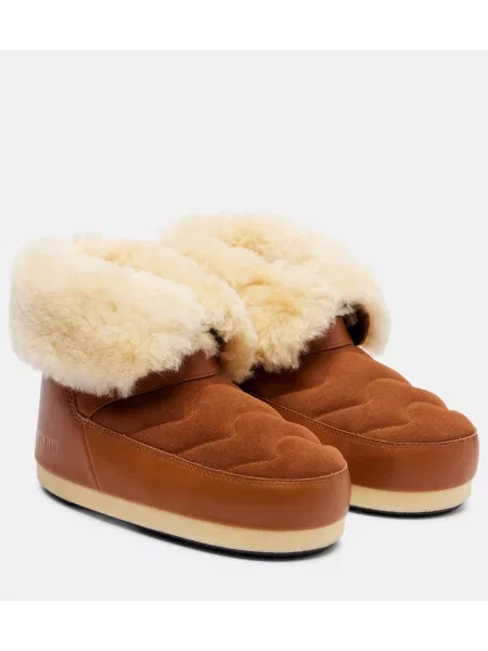 Botine Moon Boot din piele de căprioară maro