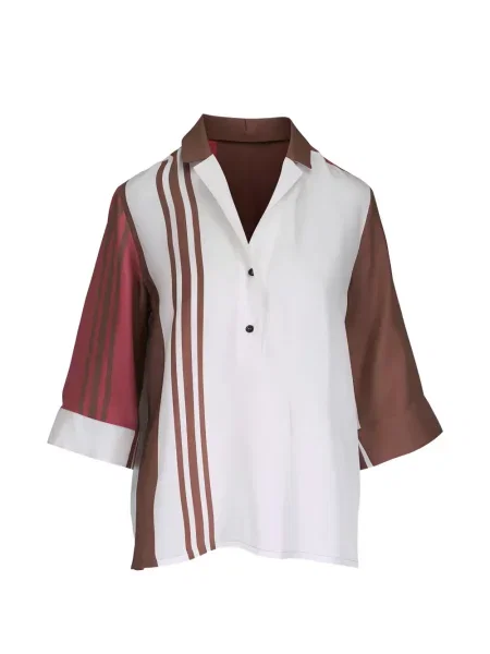 Блуза Kiton на райета кафяво