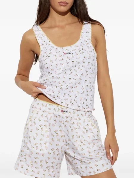 Pantaloni scurți Diesel cu model floral cu imagine alb
