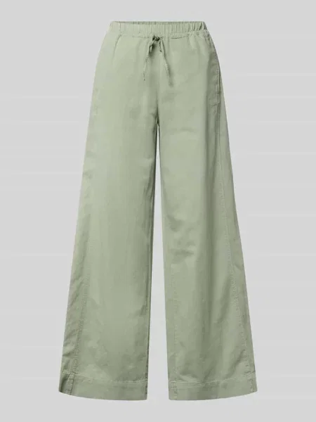 Spodnie o kroju loose fit z lnu z mieszanka bawełny i lnu Marc O'polo zielone