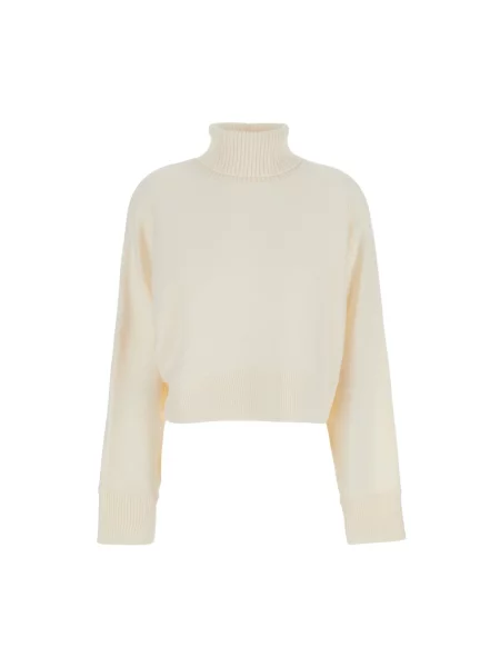Krótki sweter z golfem Michael Kors wełniany biały