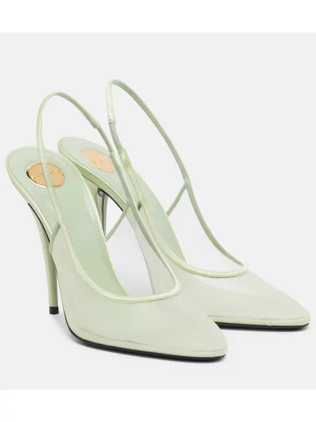 Salonarji Saint Laurent z mrežo z odprtimi petami zelena