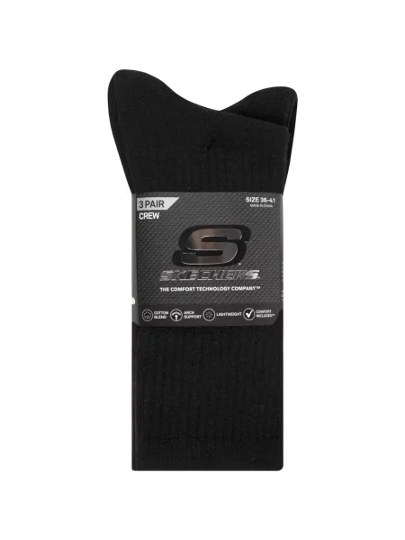 Ponožky SKECHERS Non Tery Crew Arch Support 3 pack black černé