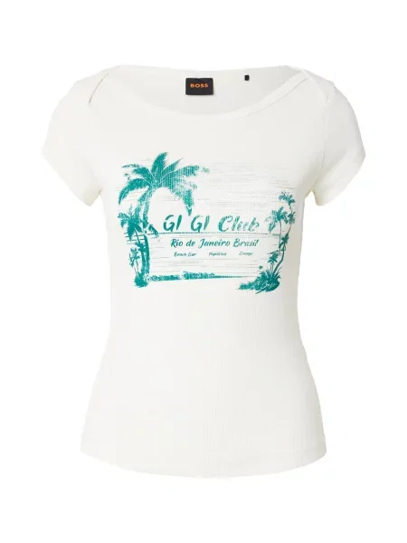 BOSS Tricou verde smarald alb