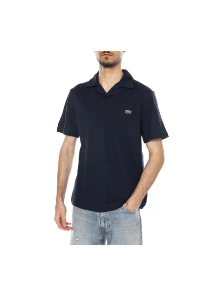 Lacoste polo z dodatkiem lnu niebieska