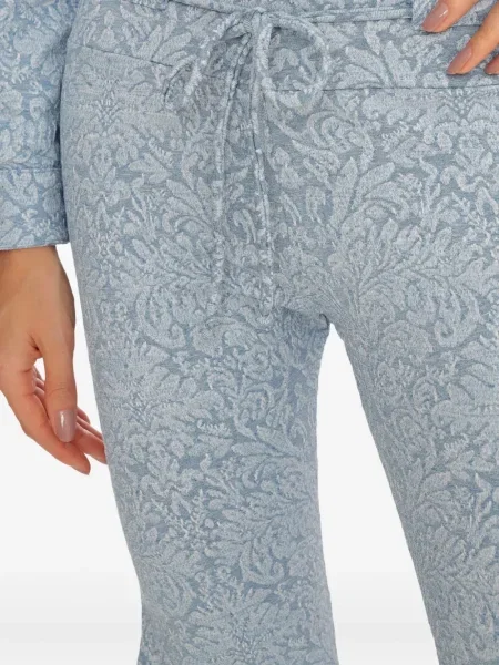 Pantaloni Amir Slama cu model floral din jacard albastru