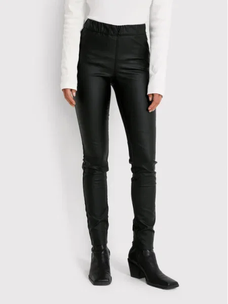 Kaffe Pantaloni Ada coated' negru