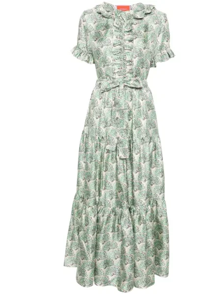 Rochie maxi La Doublej cu imagine de costum verde