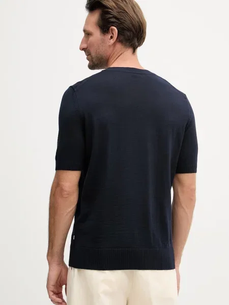Boss Sweter Z Dzianiny Umauro blau granatowy