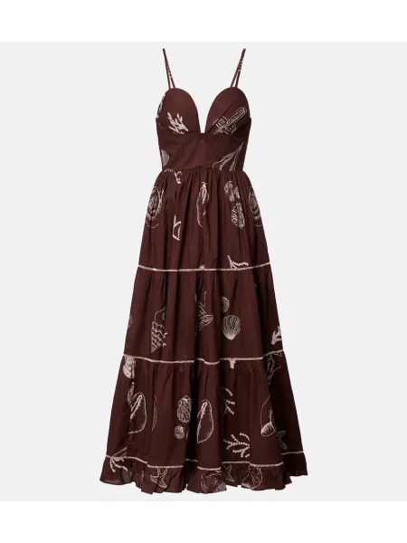 Rochie maxi Poupette St Barth cu imagine maro