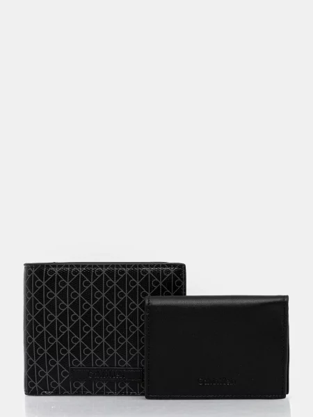 Кожен портфейл и калъф за карти Calvin Klein мъжки черно