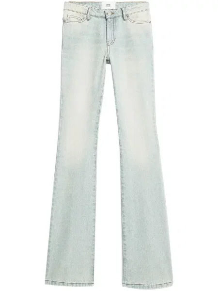 Blugi evazați Ami Paris cu talie joasă albastru