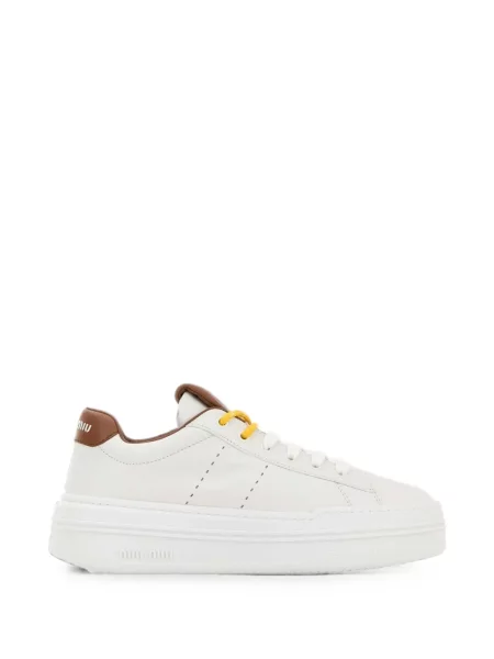 Sneakerși Miu Miu din piele cu imagine alb