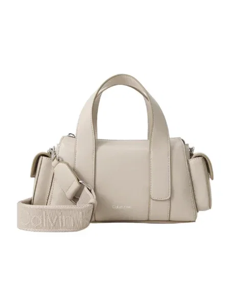Geantă Calvin Klein Webbing Strap Pocket Crossover Brown Universal bej