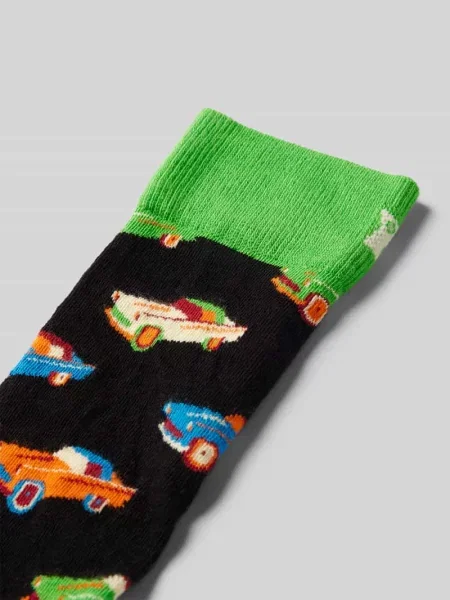 Skarpety Happy Socks Car zielony pomarańczowy czarny