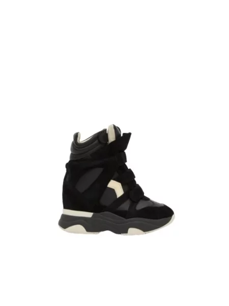 Sneakersy Isabel Marant skórzane na koturnie czarne