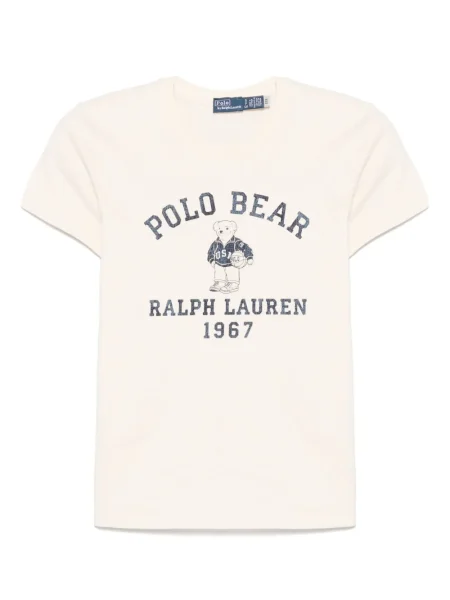 Lniane polo Polo Ralph Lauren z nadrukiem w kwiatki niebieskie