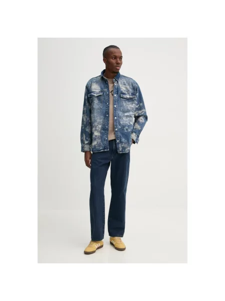 Karl Lagerfeld Jeans koszula jeansowa relaxed z kołnierzykiem klasycznym niebieski
