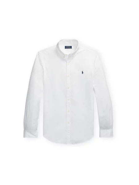 Cămașă Polo Ralph Lauren cu guler nasturi din țesătură twill alb