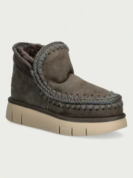 Mou Eskimo Bounce Sneaker cizme de zăpadă pentru femei din piele întoarsă gri