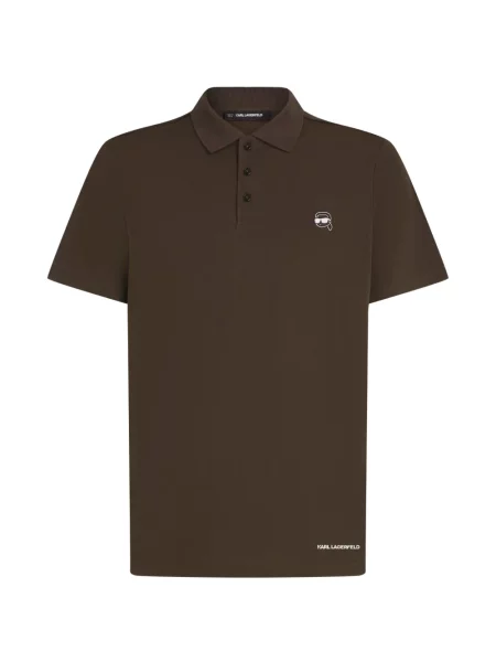 Scurt tricou polo Karl Lagerfeld din jerseu maro