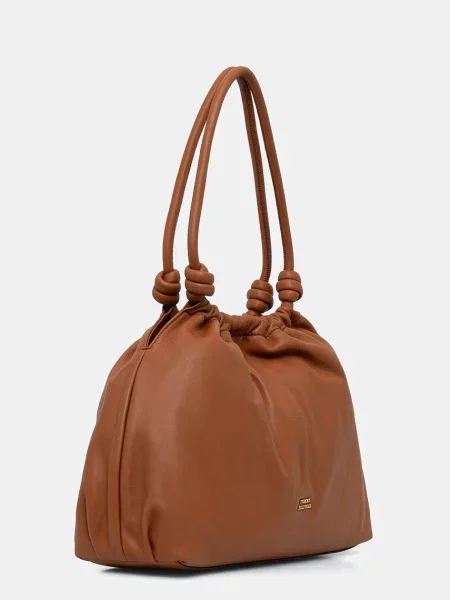 Tommy Hilfiger τσάντα shopper γυναικεία δερμάτινη καφέ