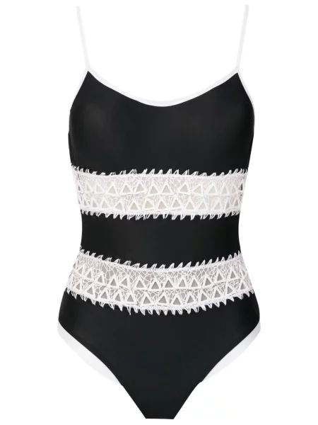 Costum de baie Amir Slama cu dungi din dantelă negru