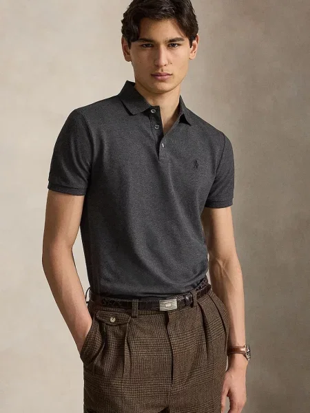 Tricou polo Polo Ralph Lauren gri
