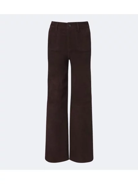 Pantaloni palazzo Frame din piele de căprioară maro